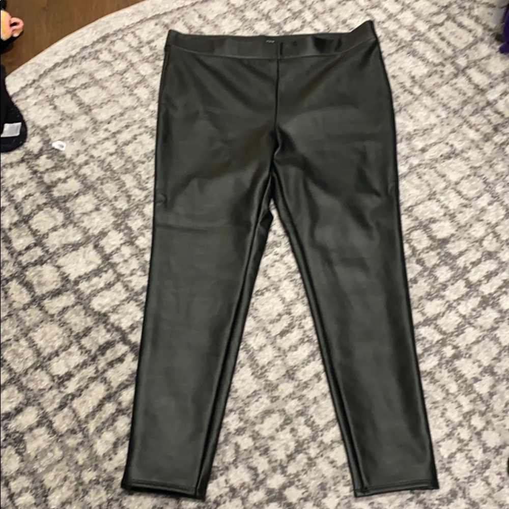 LOFT black faux leather leggings (fleece lined)